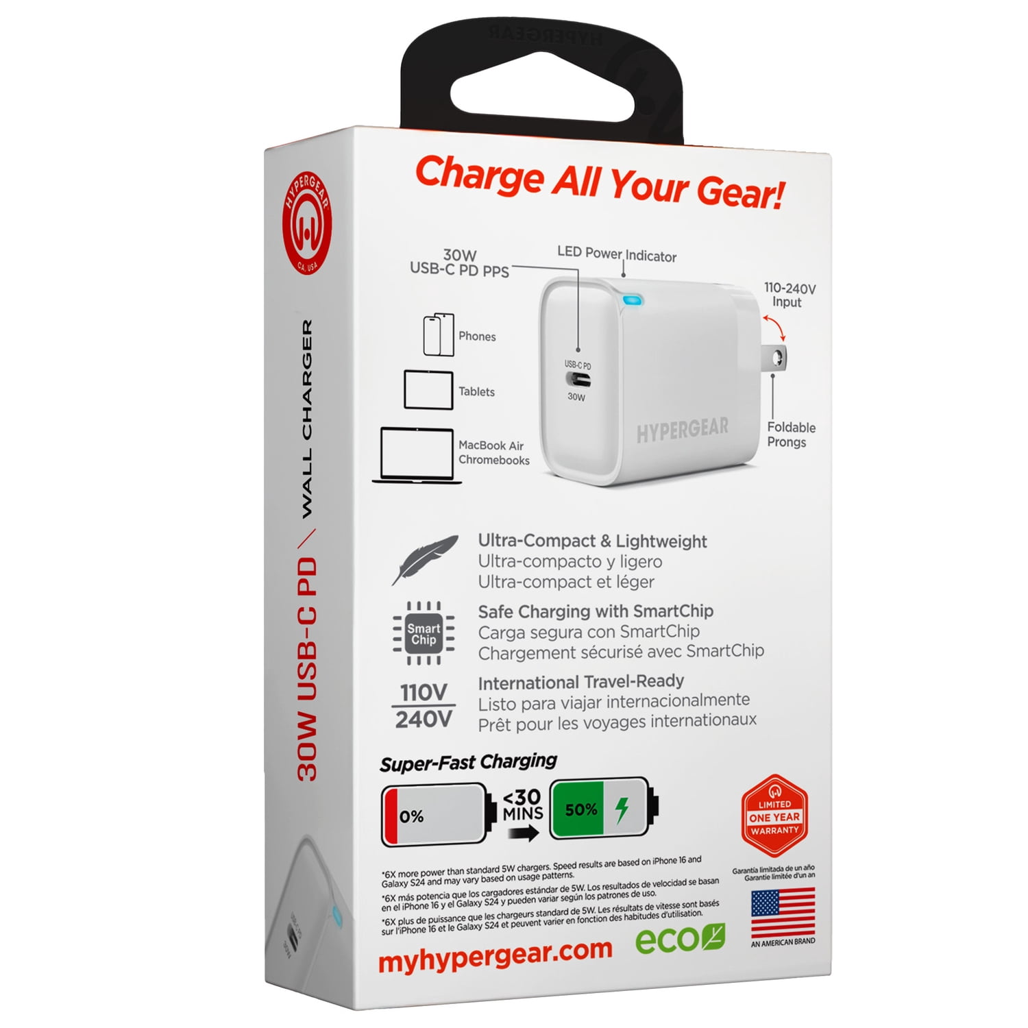 HyperGear 30-Watt USB-C PD Fast Wall Charger with PPS