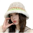 thumbnail image 2 of Winter Hats for Women Fleece Lined Beanie Knit Chunky Womens Snow Cap Women's Winter Plush Warm Ear Protection Matching Color Bucket Basin Hat Beige, 2 of 7