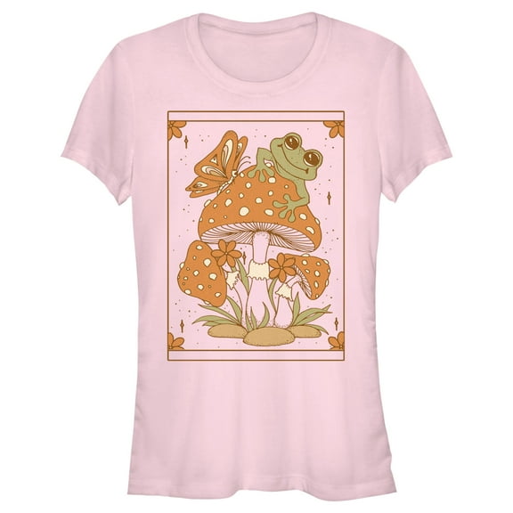 Junior's Lost Gods Frog and Mushroom Tarot Graphic Tee Light Pink Large
