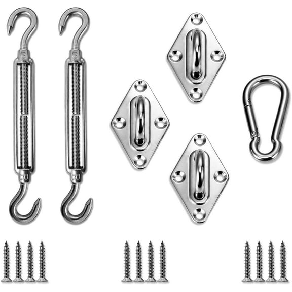 Sun Shade Sail Hardware Kit - 6 Inch Stainless Steel Sunshades Canopy Installation Kit Install Outdoor Triangle Heavy Duty Shade Sails for Deck Garden Lawn Patio