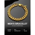 thumbnail image 6 of ChainsProMax Mens Chain Bracelet 18K Gold Plated Curb Chain Bracelet Men 10MM 19CM Wrist Chain Bracelet Gift for Dad Father Son, 6 of 8