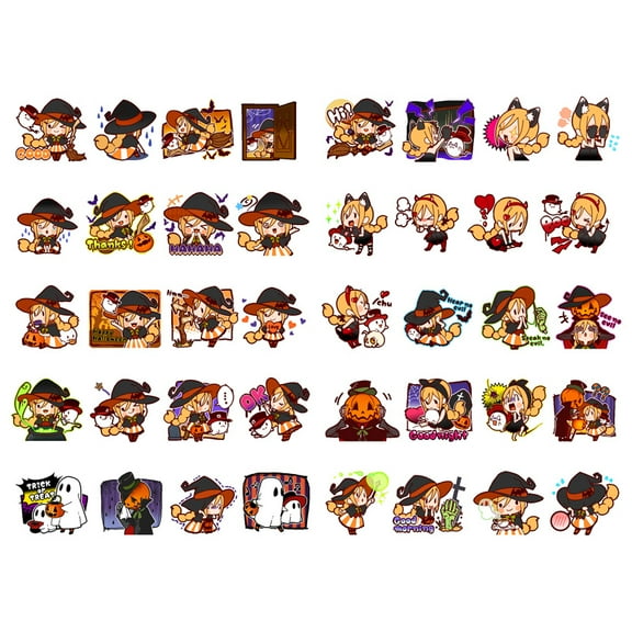 Kawaii Halloween Witch Aesthetic Diary Travel Journal Paper Stickers Scrapbooking Stationery Sticker Flakes Art Supplies