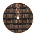 Christmas Tree Skirt, Bookshelf vintage bookshelf texture Christmas