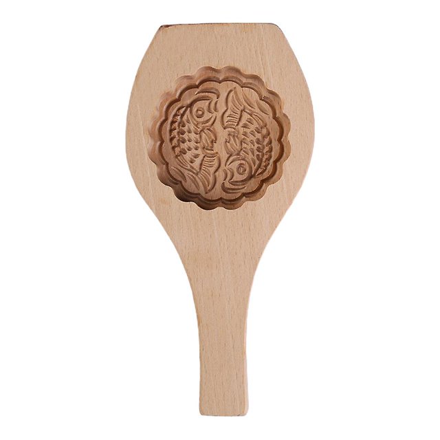Molde de pastel de fondant de pastelería de madera 3d, utensilios para hornear bricolaje de cocina, regalo para el hogar, pez luna 1,11 Feliz Sencillez