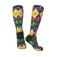 thumbnail image 4 of Haiem Mardi Gras4 Socks, Funny Novelty Crazy Design Cotton Socks Sports Socks Knee High Socks For Men, Women,1Pairs - Gift For Working Friends, 4 of 9