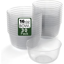 Crown Display Clear Plastic Bowls 16 Oz 30 Count | Heavy Duty Disposable Party Bowls for Events