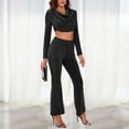 thumbnail image 3 of Conjunto de 2 piezas para mujer, camisa con purpurina ostentosa, pantalones, trajes estéticos cómodos y brillantes Hugtrwg Para estrenar, 3 of 7