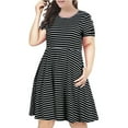 thumbnail image 1 of Ketyyh-chn99 Robes Femmes Été Grande Taille Robe d'Été Robe Extensible Robe d'Été Manche à Volants Ample Fluide Plissée Robe Mini Noir,5TG, 1 of 5