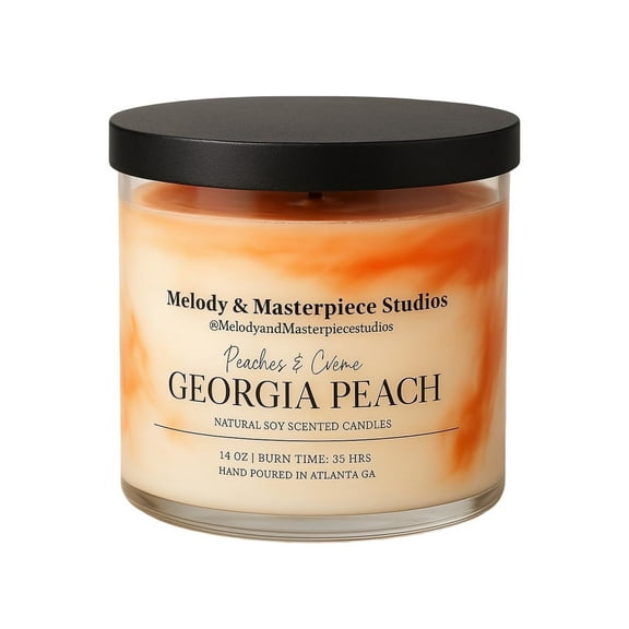 Natural Soy Wax Candle Jar with Lid (14.5oz) – Long-Lasting 35 Hours Burn Time – Ideal for Backyard, Patio, Decks & Indoor – (Georgia Peach)