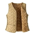 thumbnail image 2 of Uaswgudfs Women's Casual Solid Color Sleeveless Puffer Vest, Polyester Quilted Fleece-Lined Outerwear, Warm Winter Fall Sleeveless Jacket for Women Khaki 3XL, 2 of 7