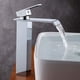 thumbnail image 2 of Grifo de baño, grifo monomando para lavabo de cascada alta, grifo para lavabo de diseño rectangular aplanado de estilo moderno, válvula de cerámica de ahorro de agua, latón cromado (modelo estándar) brillar  Electrónica, 2 of 4