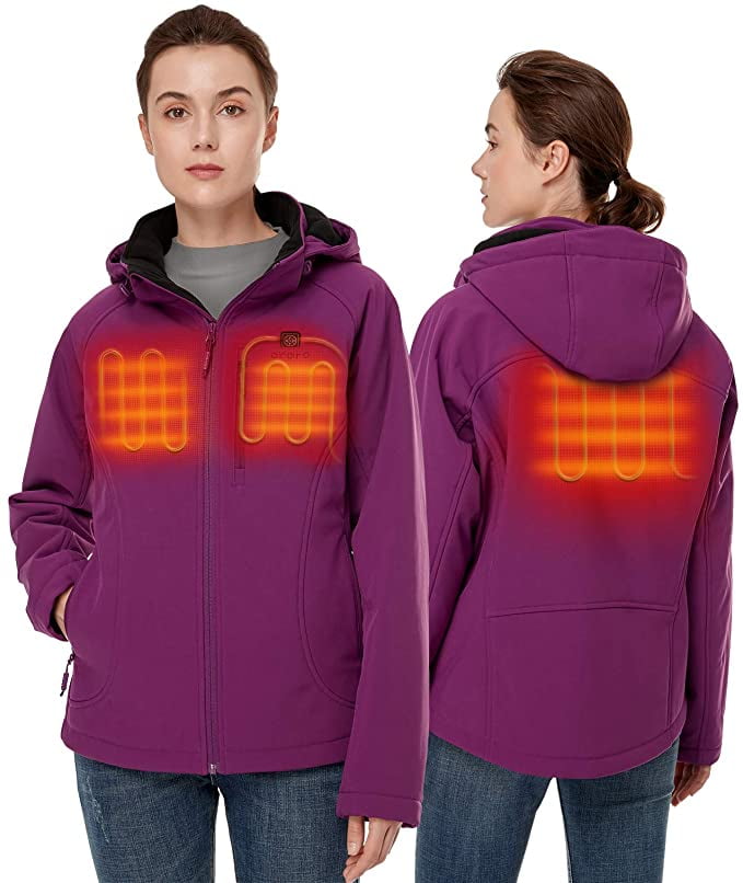 ororo women's slim fit heated jacket with battery pack and detachable hood