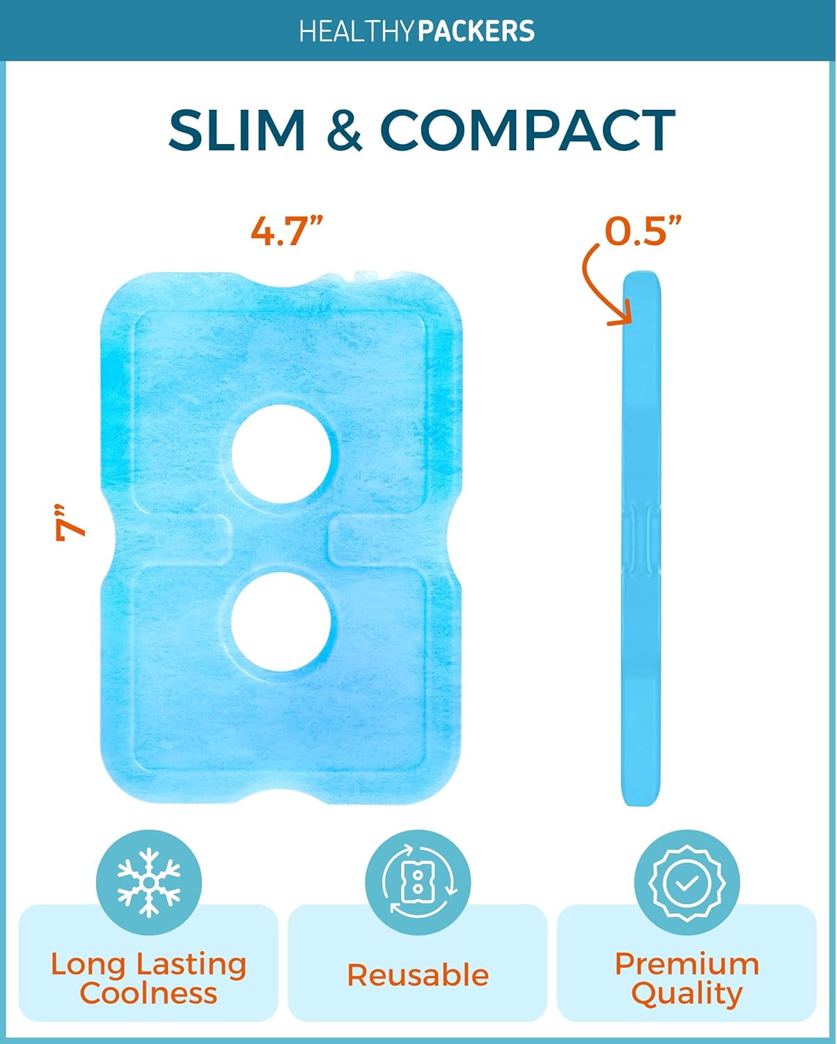 Ice Packs for Lunch Boxes & Coolers - Freezer Packs - Original Cool Pack | Cooler Accessories for Beach, Camping & Fishing | Slim & Long-Lasting Reusable Ice Pack for Cooler