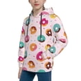 thumbnail image 2 of Pofeuu Colorful Donuts Print Kids Pullover Hoodies Warm Thick Hooded Sweatshirt with Packet for Boys Girls-X-Large, 2 of 6