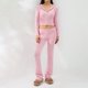 thumbnail image 3 of Blusas + Pantalones Largos Y2K Knit Crop Tops + Pantalones largos 2 piezas Mujer Cremallera Sport Fitness Outfit (Rosa S) Kuymtek para Mujer Rosa T M, 3 of 6