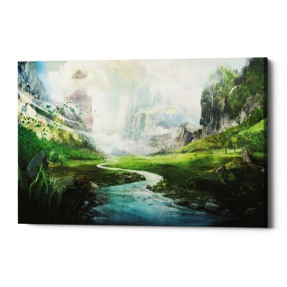 Epic Graffiti "Peaceful River" by Jonathan Lam, Giclee Canvas Wall Art, 12"x18" - 12" x 18"
