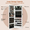 thumbnail image 4 of Giantex Wall/Door Mounted Jewelry Cabinet Armoire, Lockable Armoire Cabinet w/ Full Length Mirror, 2 LED Lights, Adjustable Hanging Hooks, Jewelry Organizer for Dressing Make-up (White), 4 of 8
