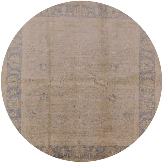 Ahgly Company Indoor Round Mid-Century Modern Dark Almond Brown Oriental Area Rugs, 5' Round