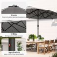 thumbnail image 4 of 173" Double-Sided Sun Umbrella Garden Parasol Patio Sun Shade Outdoor with LED Solar Light, No Base Included, Dark Gre, 4 of 7