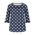 thumbnail image 7 of GERsome Women's Short Sleeve T-Shirts 3/4 Ruffle Sleeve Crew Neck Loose Fit Shirts Polka Dots Summer Casual Tunic Tops, Sizes S-3XL, 7 of 7