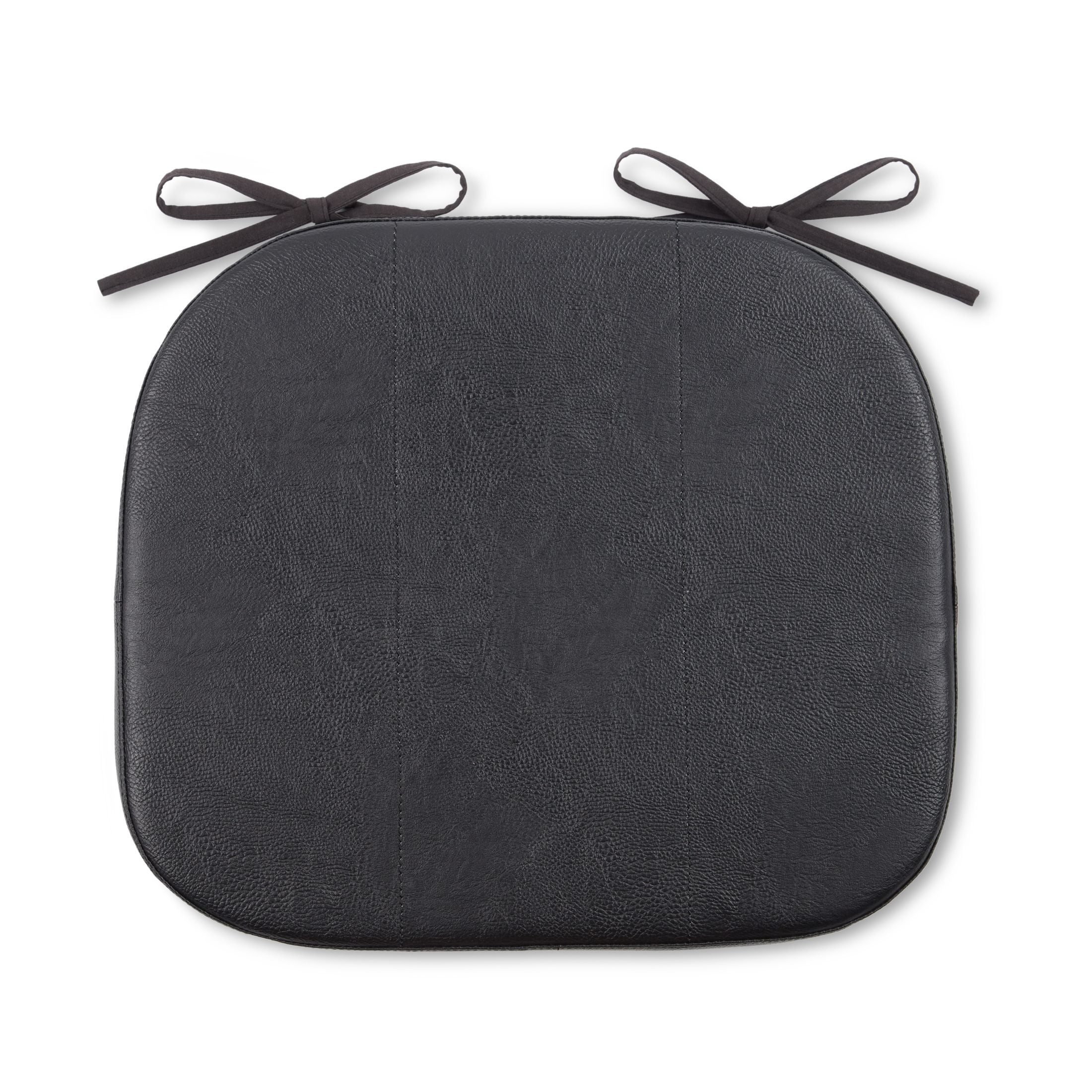 (2 pack) Better Homes & Gardens Faux Leather Memory Foam Chair Pad, Black, 15"W x 17"L , 1 Piece