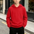 thumbnail image 2 of Liweisiy Boy's And Girl's Hooded Sweatshirts Long Sleeve Relaxed Fit Multi Color Tops Casual Bassic Shirts Red 1-2 Years, 2 of 10