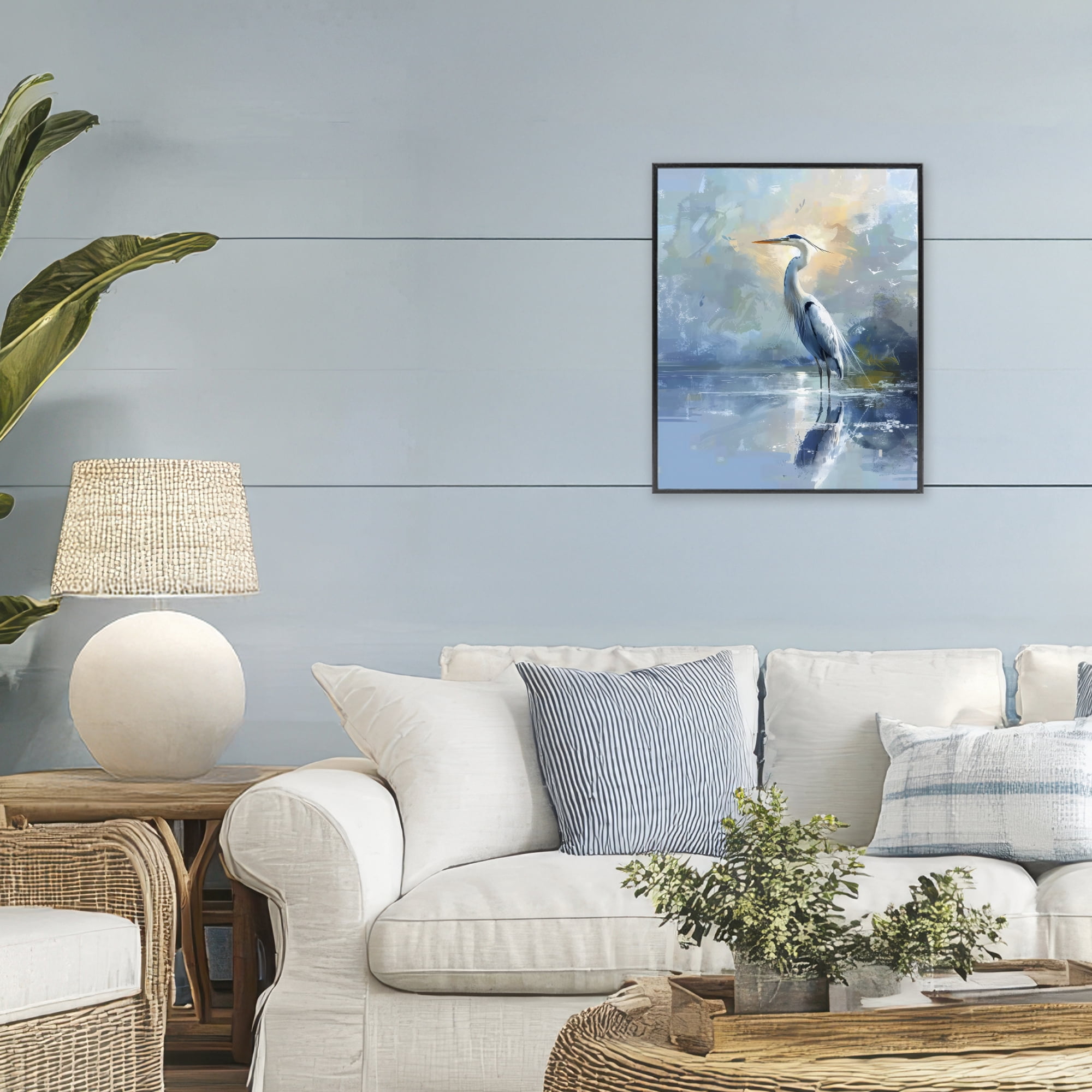 Stupell Industries Tranquil Heron with Dawn Glow Black Framed Giclee Art, design by Creative Studio