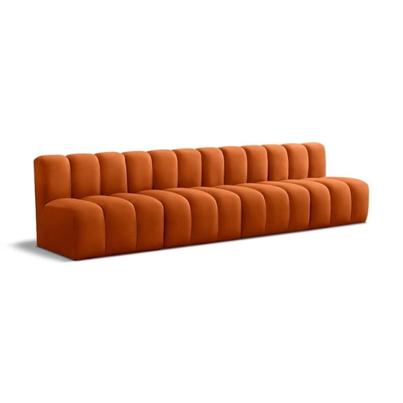 Meridian Furniture Arc Cognac Velvet Modular Sectional