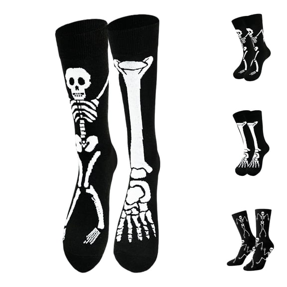 BRICH Halloween Socks for Men Women Skeleton Ghost Bat Socks Crazy Funny Happy Halloween Gifts Black4 One Size