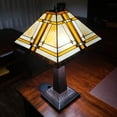 thumbnail image 7 of 23" White Amber and Brown Stained Glass Two Light Mission Style Table Lamp, 7 of 7