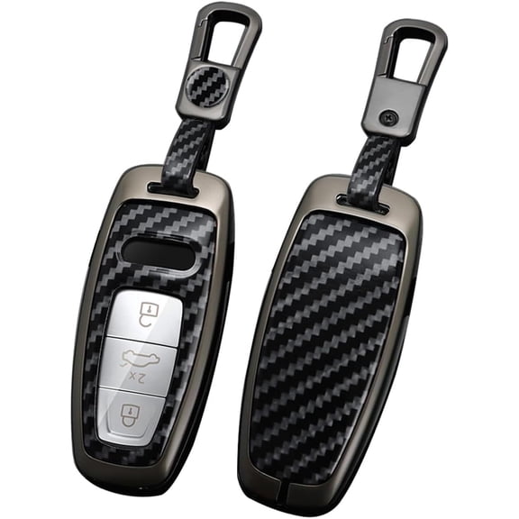 ontto Key Protector Compatible with Audi 2018-up Metal Key Fob Cover for A3 A6 A7 A8 A8L E-Tron Q7 Q8 RS6 RS7 S3 S6 S7 SQ7 SQ8 Smart Remote Key Glove with Carbon Pattern,Black