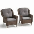 thumbnail image 4 of PARKWELL Outdoor Patio Wicker Chairs Set of 2,Weather Resistant Rattan Lounge Armchairs with Deep Seat Anti-Slip Cushion,Gray, 4 of 10
