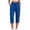 #0343-Blue, variant on Womens High Waist Drawstring Cargo Capri Pants with Side Pockets Adjustable Hem Loose Casual Trousers Bottoms for Daily