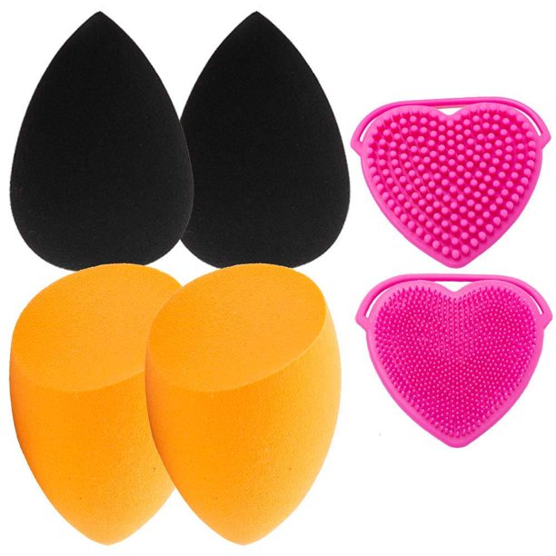 4+1Pcs Makeup Blenders with Cosmetic Sponges & Brushes Cleaner