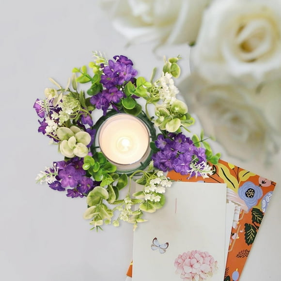 WIFKLSIIPG Candle Rings Mini Candle Wreaths Center Candle Ring Leaves Greenery Garland Farmhouse Wreath Small Boho Wreath Pillar Candle Holder Decoration