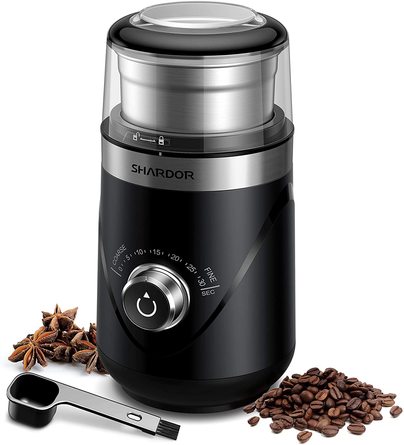 Portable Electric Coffee Grinder Household Grain Small Spice Grinder  Stainless Steel Inner Liner Black 