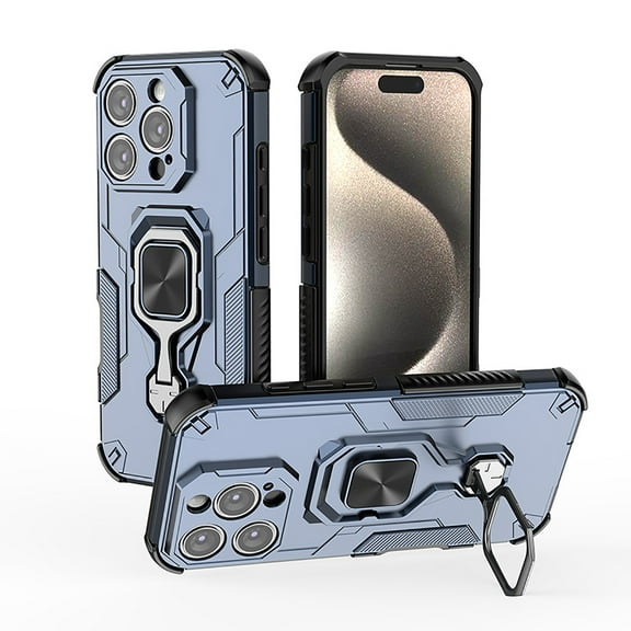 Rugged Kickstand Case for iPhone 16 Pro, Military-Grade Drop Protection with 360° Rotating Metal Stand, Magnetic Car Mount Compatible, Shockproof Corners Phone Case for iPhone 16 Pro,Blue