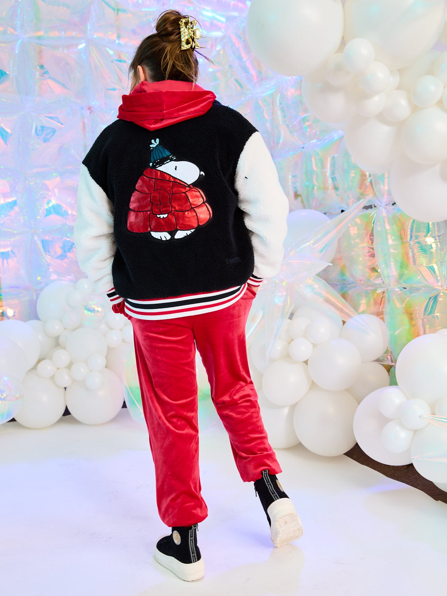 Justice x Snoopy Girls Sherpa Jacket, Sizes XS - XLP