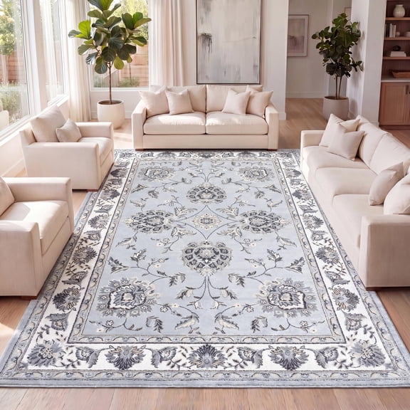 JONATHAN Y MODERN PERSIAN 5 x 8 Area Rug, Cherie French Cottage - Light Gray/Cream, MDP505C-5