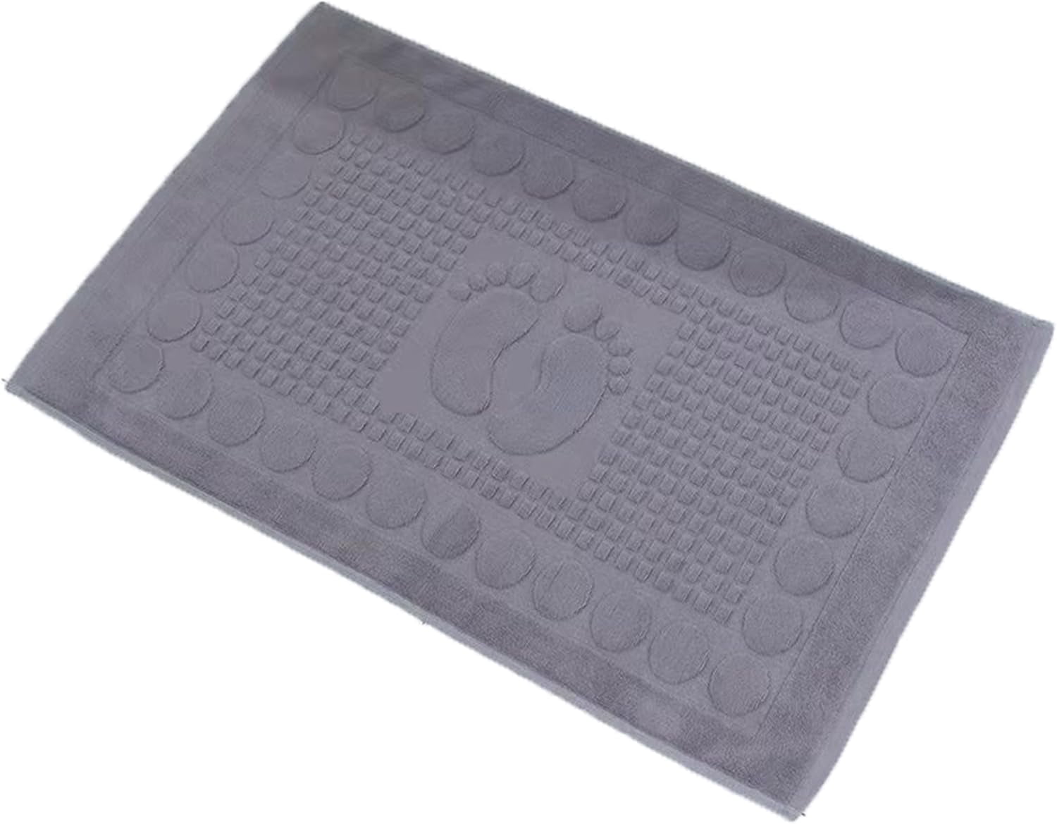 Bath Mats [Not a Bathroom Rug] Cotton Banded Machine Washable Shower Bathroom Floor Towel Terry Towelling Tub Shower Bathroom Mat (Feet Grey)