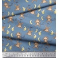 thumbnail image 2 of Soimoi Poly Georgette Fabric Banana & Monkey Kids Printed Fabric 1 Yard 42 Inch Wide, 2 of 3