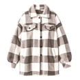 thumbnail image 4 of Womens Fleece Jacket Button Down Plaid Flannel Outerwear with Pockets Collar Warm Coat for Winter Weekend Wear Casual Fall Winter Outerwear, 4 of 9