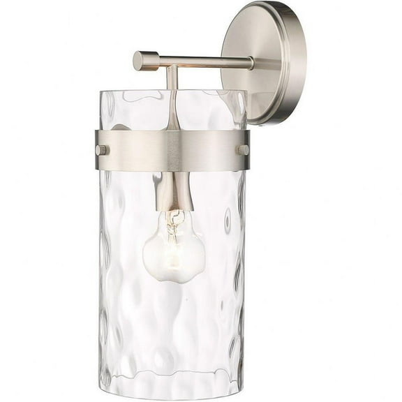 1 Light Coastal Steel Wall Sconce with Cylinder Clear Glass-15.5 inches H By 6.5 inches W-Brushed Nickel Finish Bailey Street Home 372-Bel-4619992