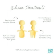 Bumkins Baby Feeding Chewtensils, Training Fork and Spoon Set, Utensils Ages 6 Mos+ (Pineapple)