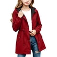 thumbnail image 2 of FSYBOA Girls Windbreaker Jackets, Waterproof Comfortable Full Zip Long Sleeve Hooded Outerwear Red Size 7-8T, 2 of 8