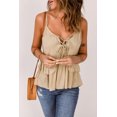 thumbnail image 3 of ABPHQTO Camiseta de tirantes de espagueti con cuello en V y volantes caqui para mujer, 3 of 5