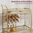 thumbnail image 3 of Gold Bar Cart for the Home, 2 Tier Bar Carts with Wheels & Wine Rack & Glass Holder for Living Room, Dining Room, 3 of 6
