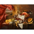 thumbnail image 2 of Craen, Laurens 32x25 Black Ornate Wood Framed with Double Matting Museum Art Print Titled - Still life with imaginary view, 2 of 4