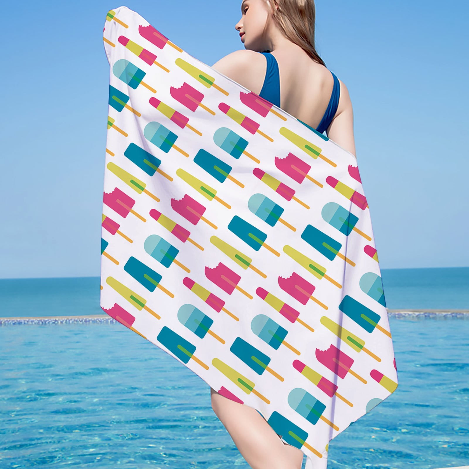 Dqueduo Large Beach Towel Striped Beach Towels for Adults 100 Cotton