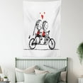 thumbnail image 4 of Bicycle Tapestry, Children Love Couple Cycling Together Soul Mates Valentines Sketchy Print, Wall Hanging for Bedroom Living Room Dorm Decor, 40W X 60L Inches, Black White Scarlet, by Ambesonne, 4 of 5